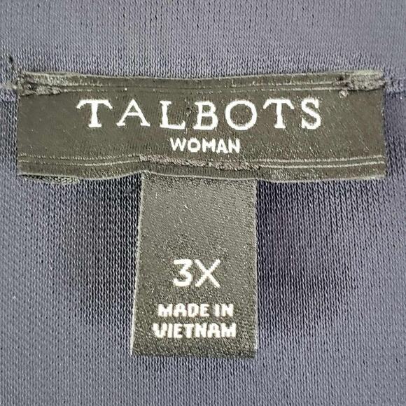 Talbots Top Plus Size Women’s 3X Popover Blouse Navy Blue Stretch Knit - Picture 5 of 7